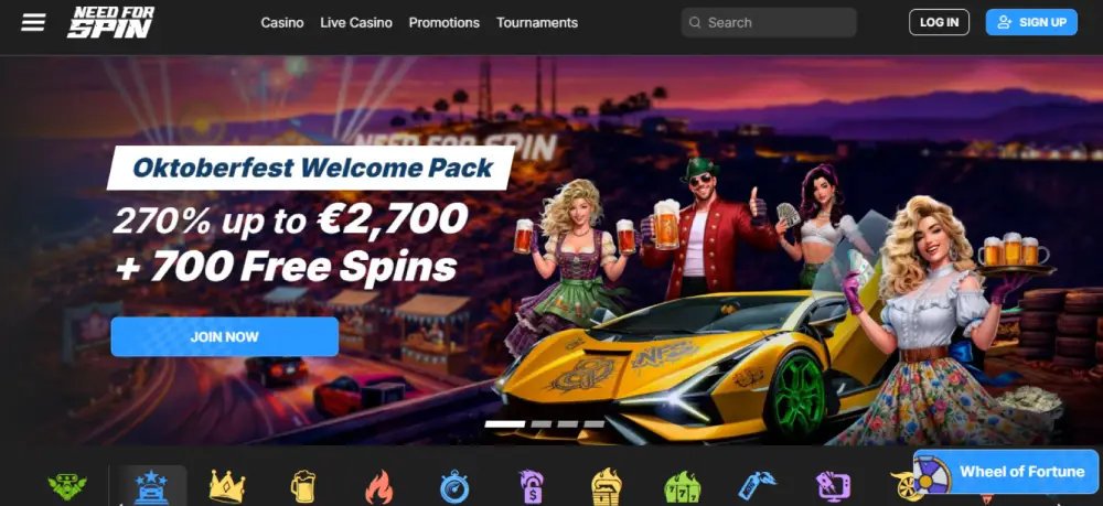 NeedForSpin Casino — widok strony